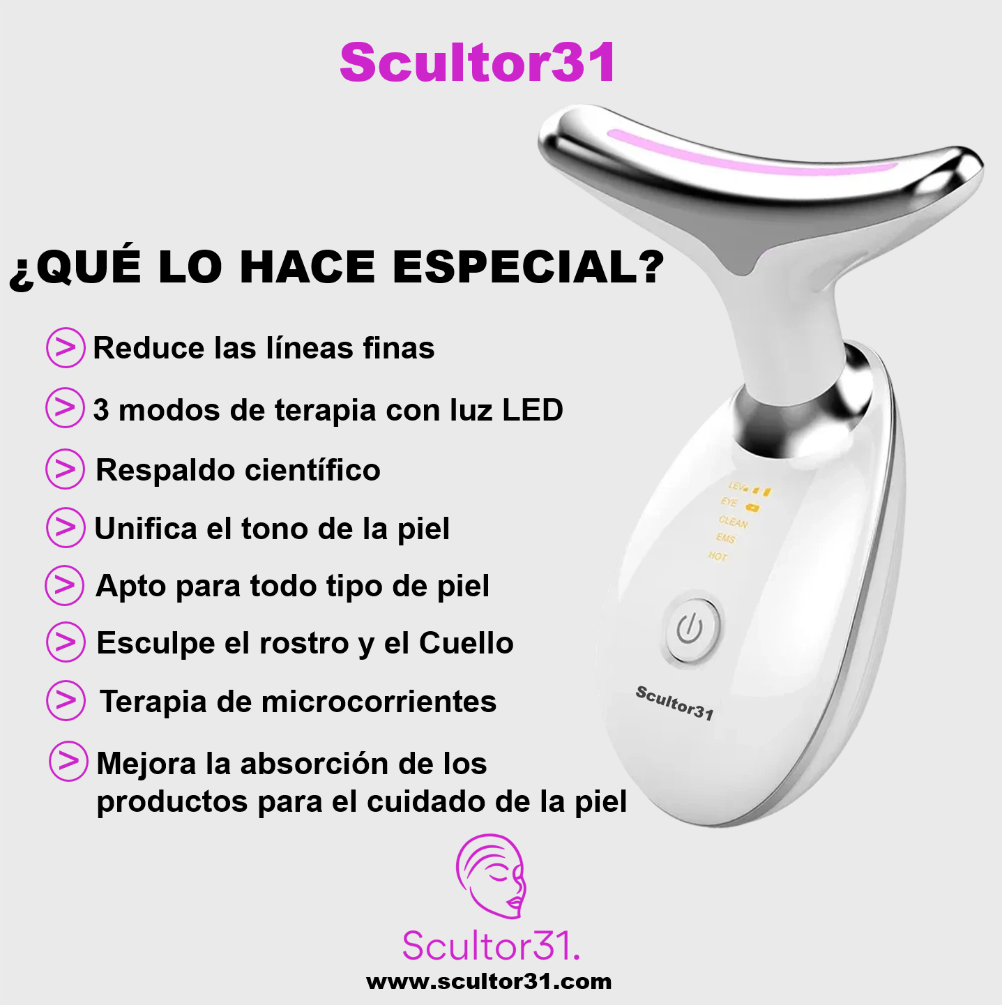 Scultor31™ | Aparato Reafirmante para Rostro y Cuello